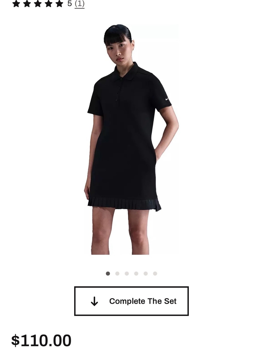 Nike Black Polo Mini Dress with Pleated Hem, NWT! SOLDOUT! W/pockets! Black